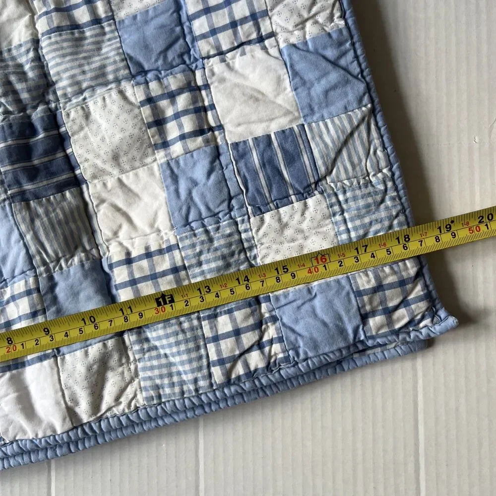 Pottery Barn Kids Blue White Patchwork Plaid Quilt 26x18